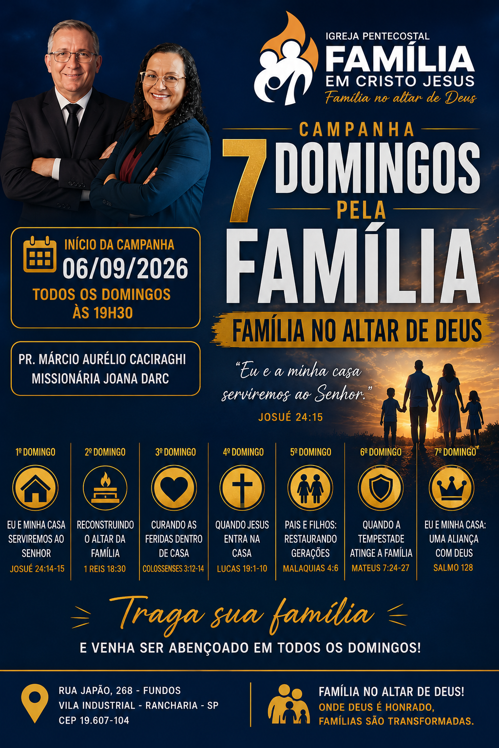 Cartaz da Campanha 7 Domingos pela Família, Domingo, às 19h30